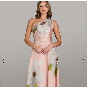 Terani Couture Blush One-Shoulder Floral Dress